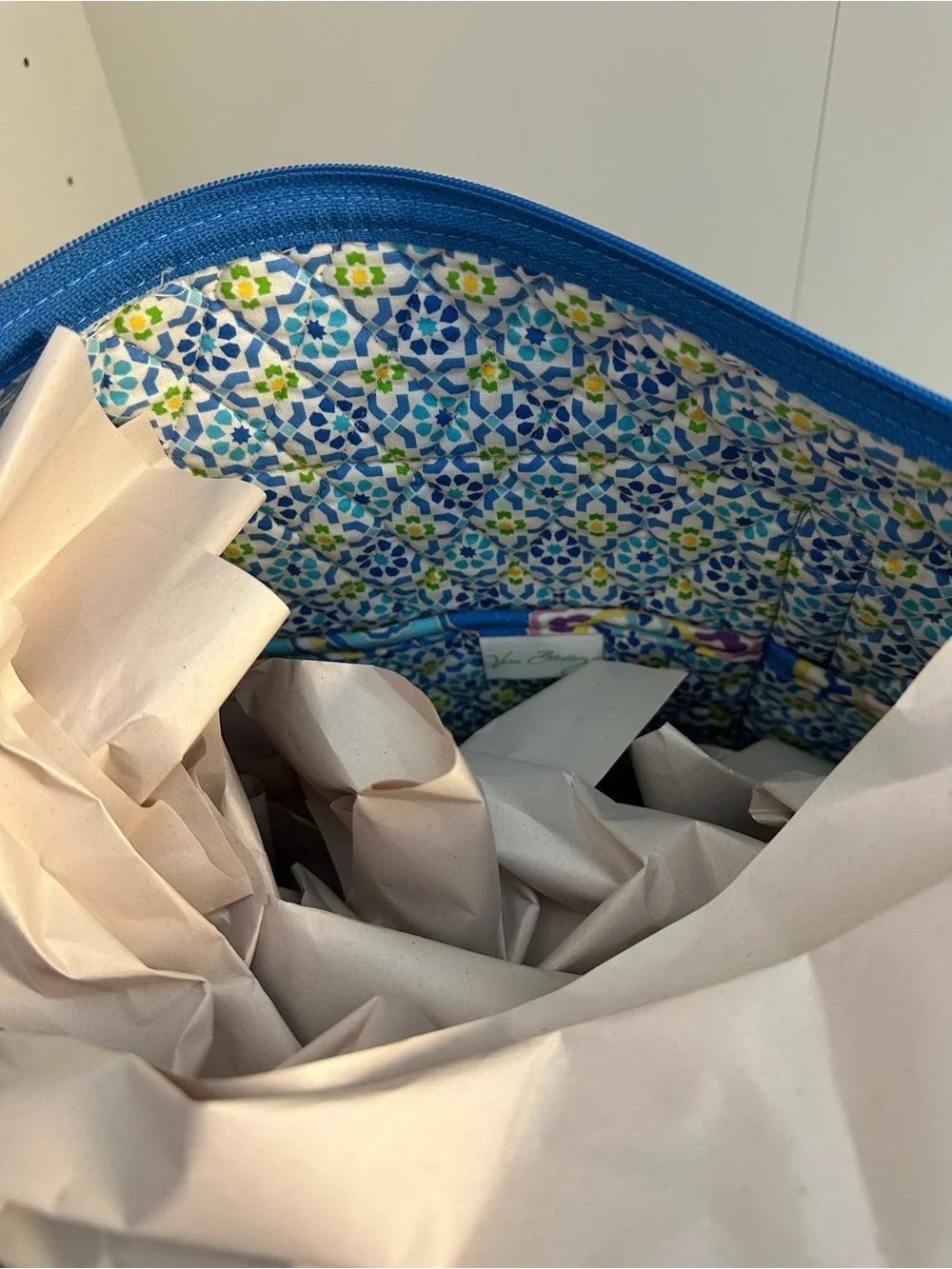 Vera Bradley Quilted Paisley Blue Floral Tote Bag Shoulder Purse Travel Everyday